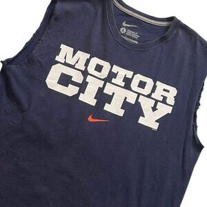 Nike Motor City Detroit Tigers Sleeveless T-Shirt Large Blue Athletic Muscle Tee